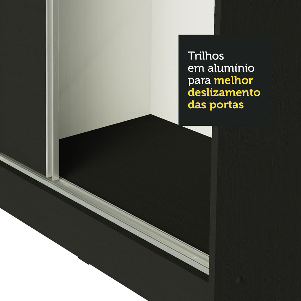 Clóset Matrimonial 100% MDF Royale 3 Puertas Corredizas con Espejo Negro