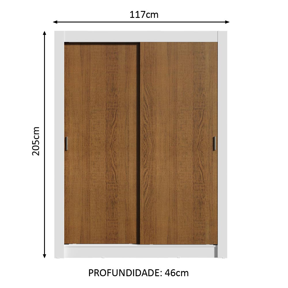 Clóset Soltero Dallas Plus 2 Puertas Corredizas 4 Cajones Blanco/Marrón