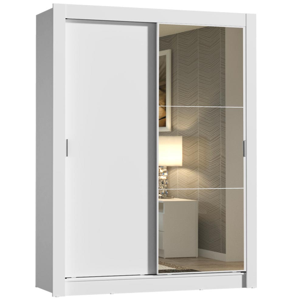 Clóset Soltero Dallas 2 Puertas Correderas con Espejo 2 Cajones Blanco