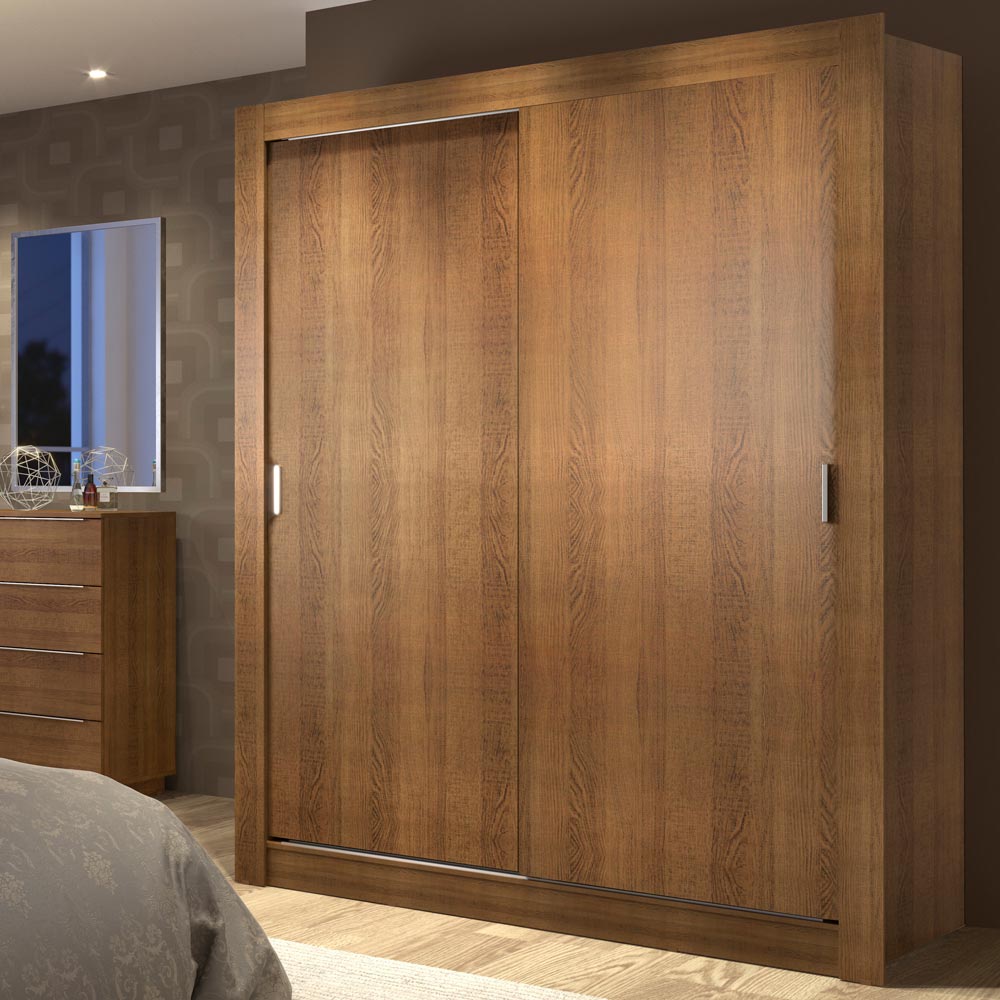 Clóset Soltero Dallas Plus 2 Puertas Corredizas 4 Cajones Marrón