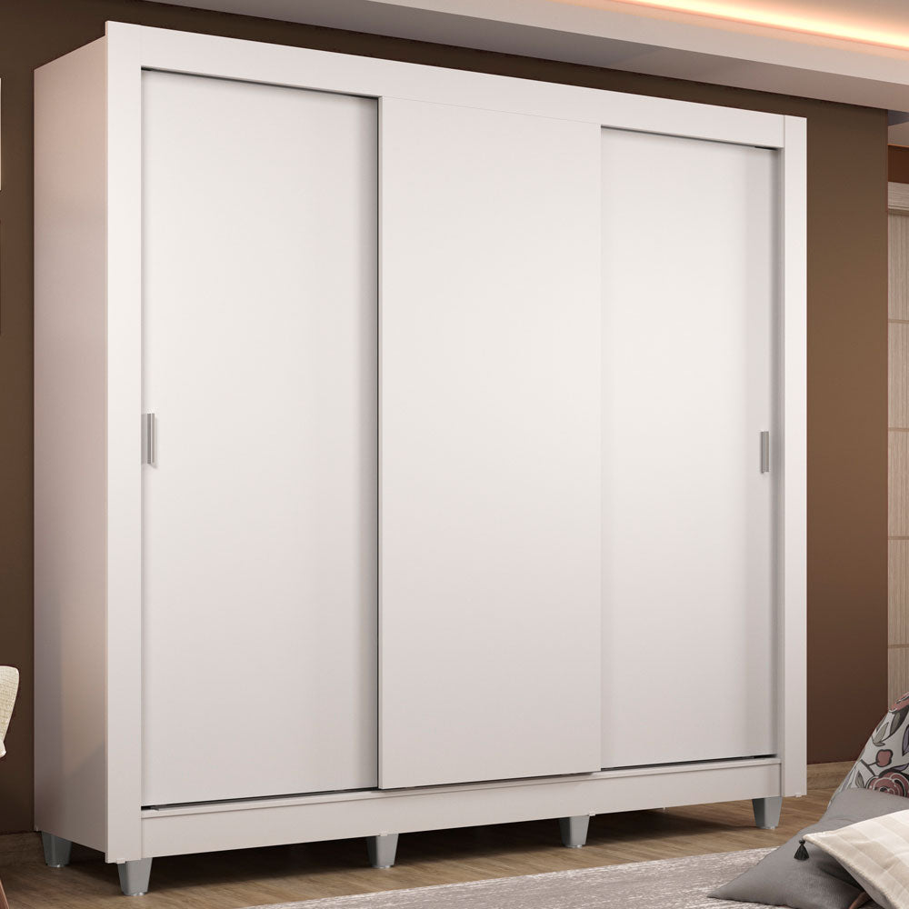 Clóset Matrimonial Lyon 3 Puertas Correderas 2 Cajones con Patas Blanco