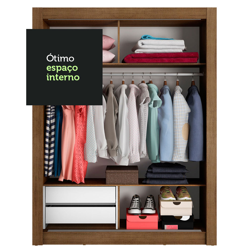 Clóset Soltero Dallas 2 Puertas Corredizas 2 Cajones Marrón