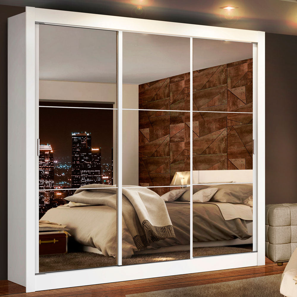 Clóset Matrimonial Lyon Plus 3 Puertas Correderas con Espejo Blanco