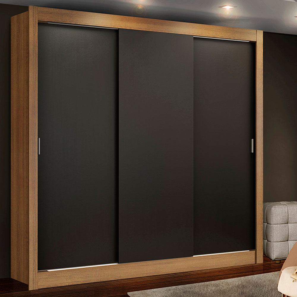 Clóset Matrimonial Lyon Plus 3 Puertas Correderas 4 Cajones Marrón/Negro