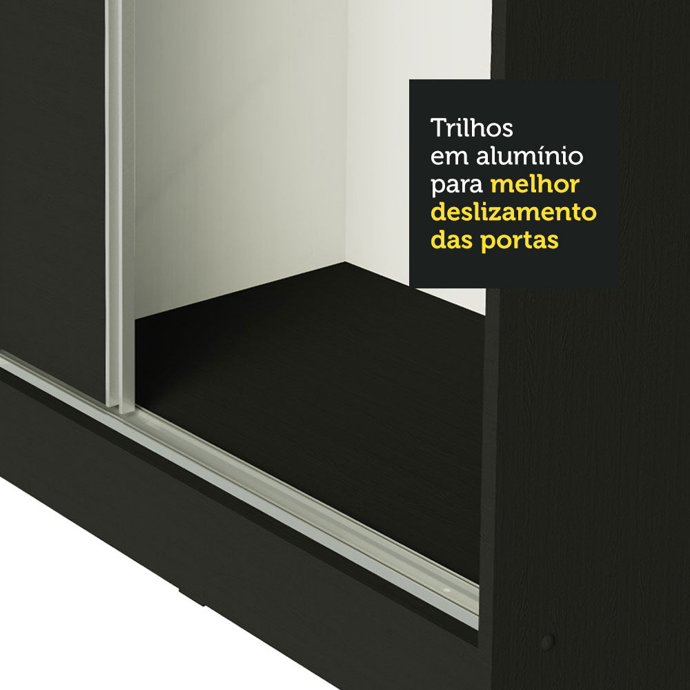 Clóset Matrimonial 100% MDF Royale 3 Puertas Corredizas Negro/Negro/Blanco
