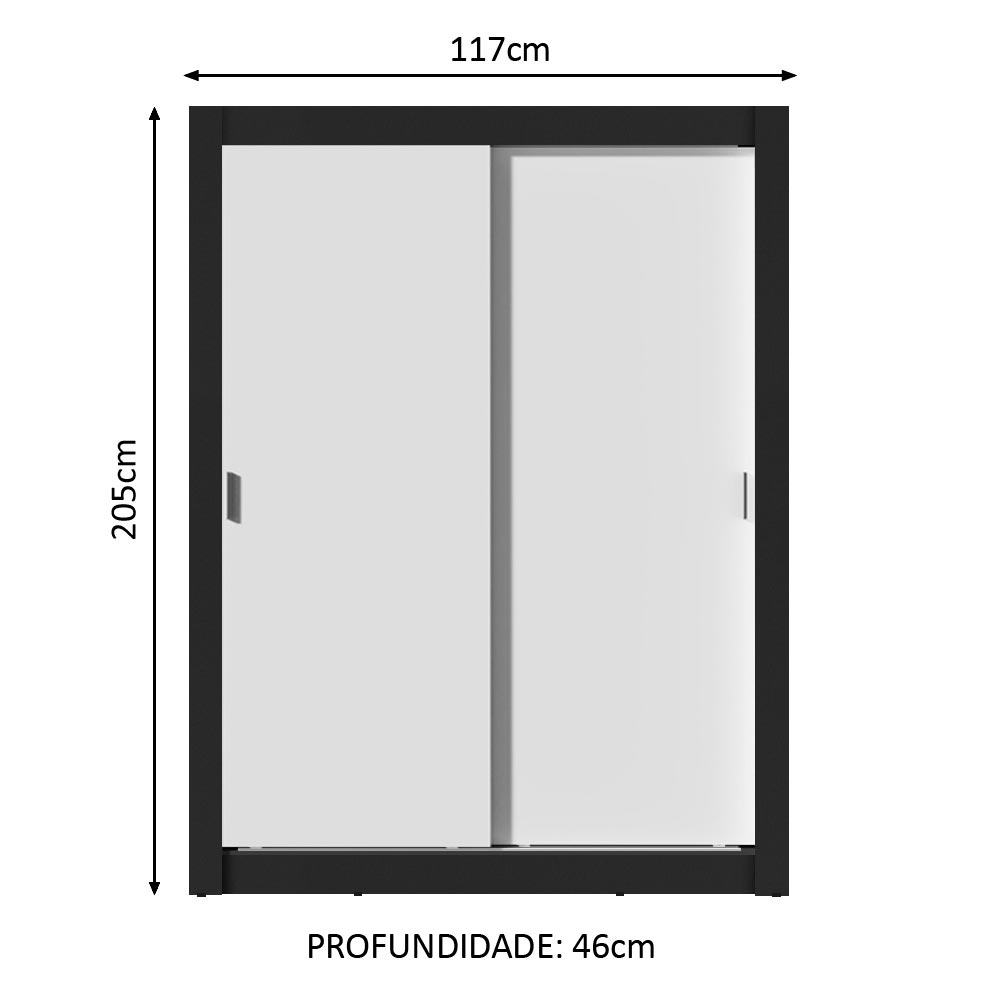 Clóset Soltero Dallas Plus 2 Puertas Correderas 4 Cajones Negro/Blanco
