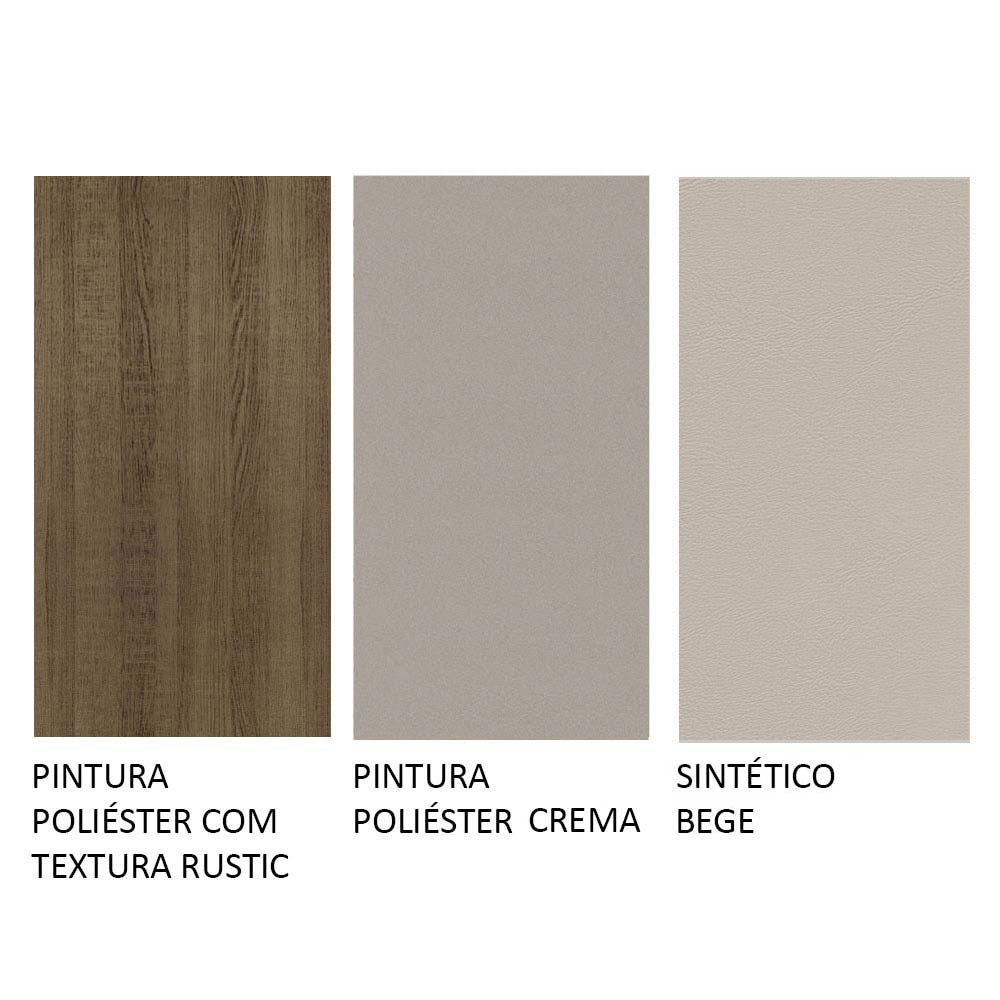 Conjunto Comedor Miriam Mesa Encimera de Madera con 6 Sillas Marrón/Crema/Sintético Beige