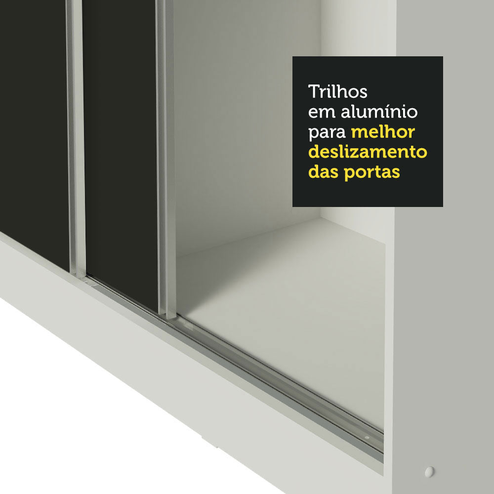 Clóset Matrimonial 100% MDF Royale 3 Puertas Corredizas con Espejo Blanco/Negro