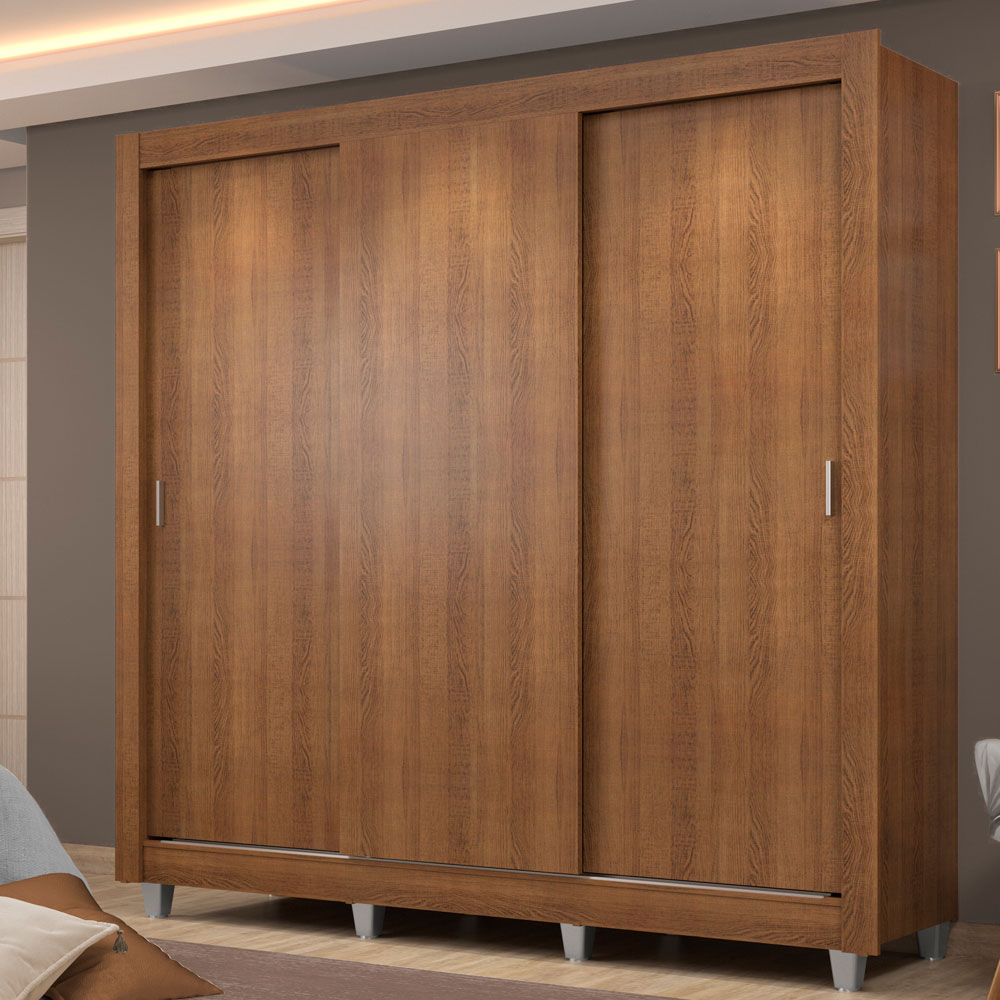 Clóset Matrimonial Lyon Plus 3 Puertas Correderas 4 Cajones con Patas Marrón