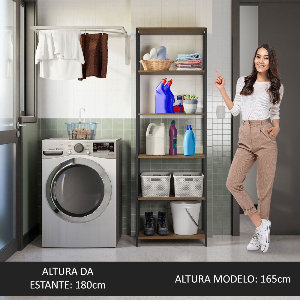 Estante Multiuso para Lavadero 59cm Marrón/Negro