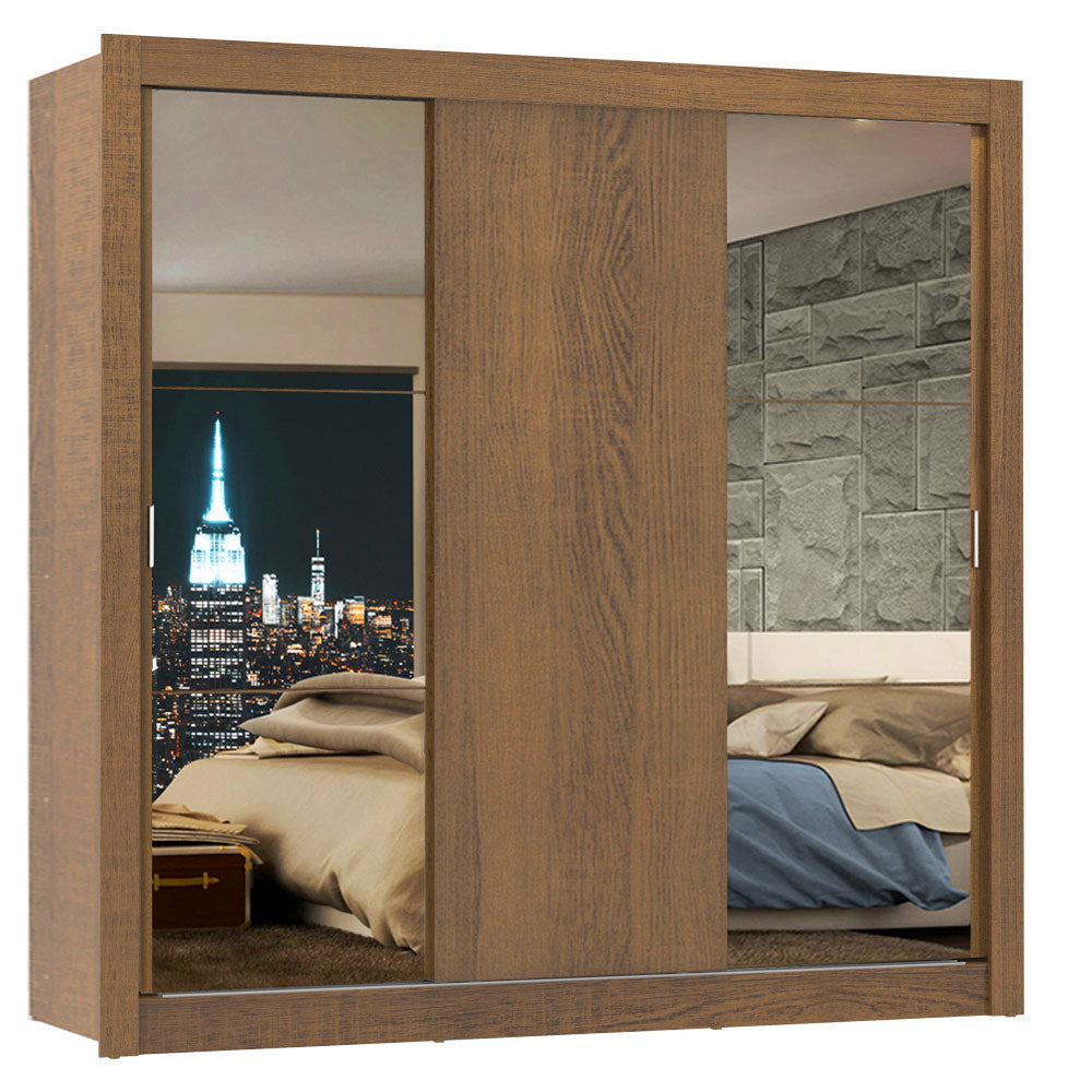 Clóset Matrimonial Lyon 3 Puertas Correderas con Espejos 2 Cajones Marrón