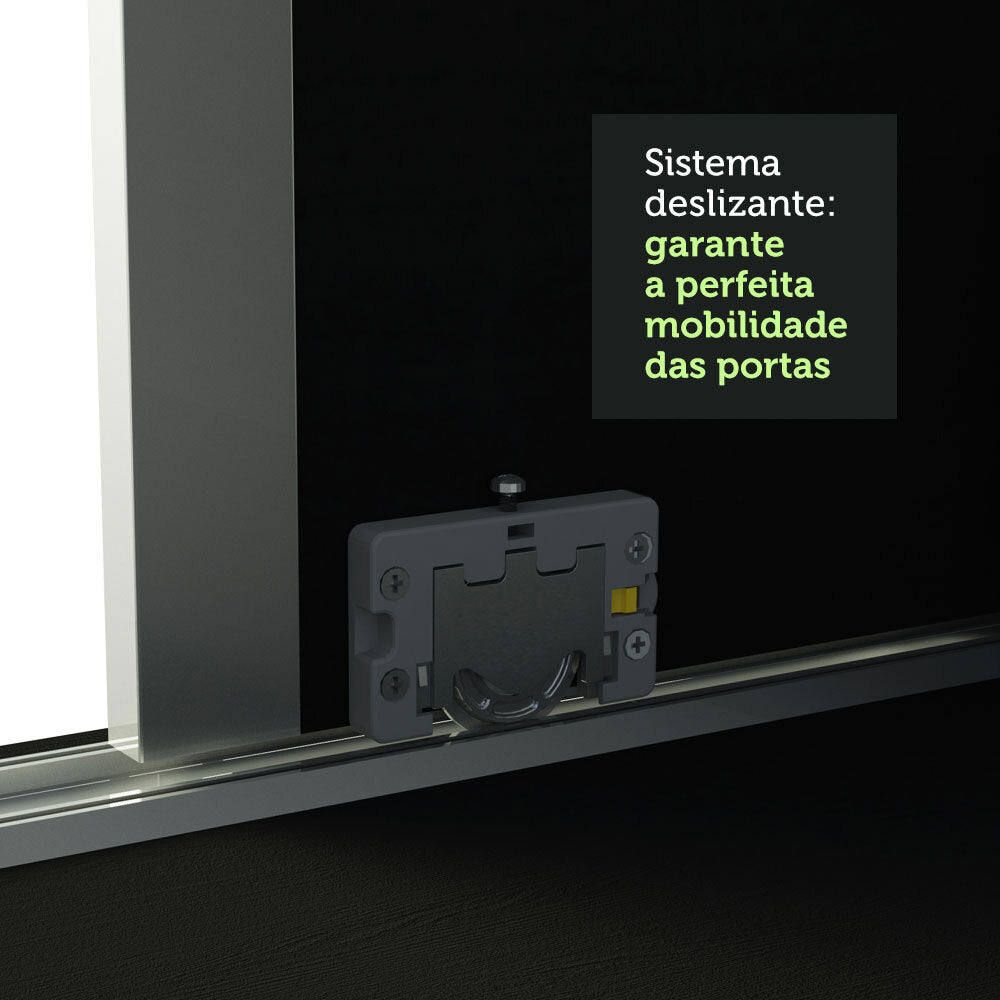 Clóset Matrimonial 100% MDF Royale 3 Puertas Corredizas con Espejo Negro/Blanco