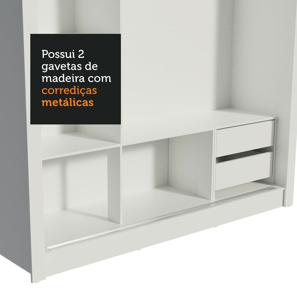 Clóset Matrimonial Lyon 3 Puertas Correderas con Espejos 2 Cajones Blanco/Marrón