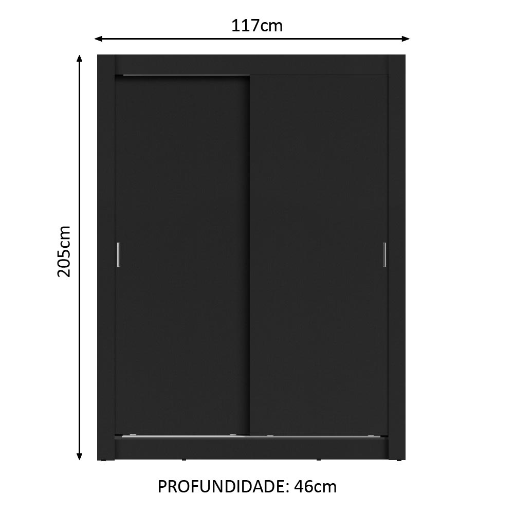 Clóset Soltero Dallas 2 Puertas Correderas 2 Cajones Negro