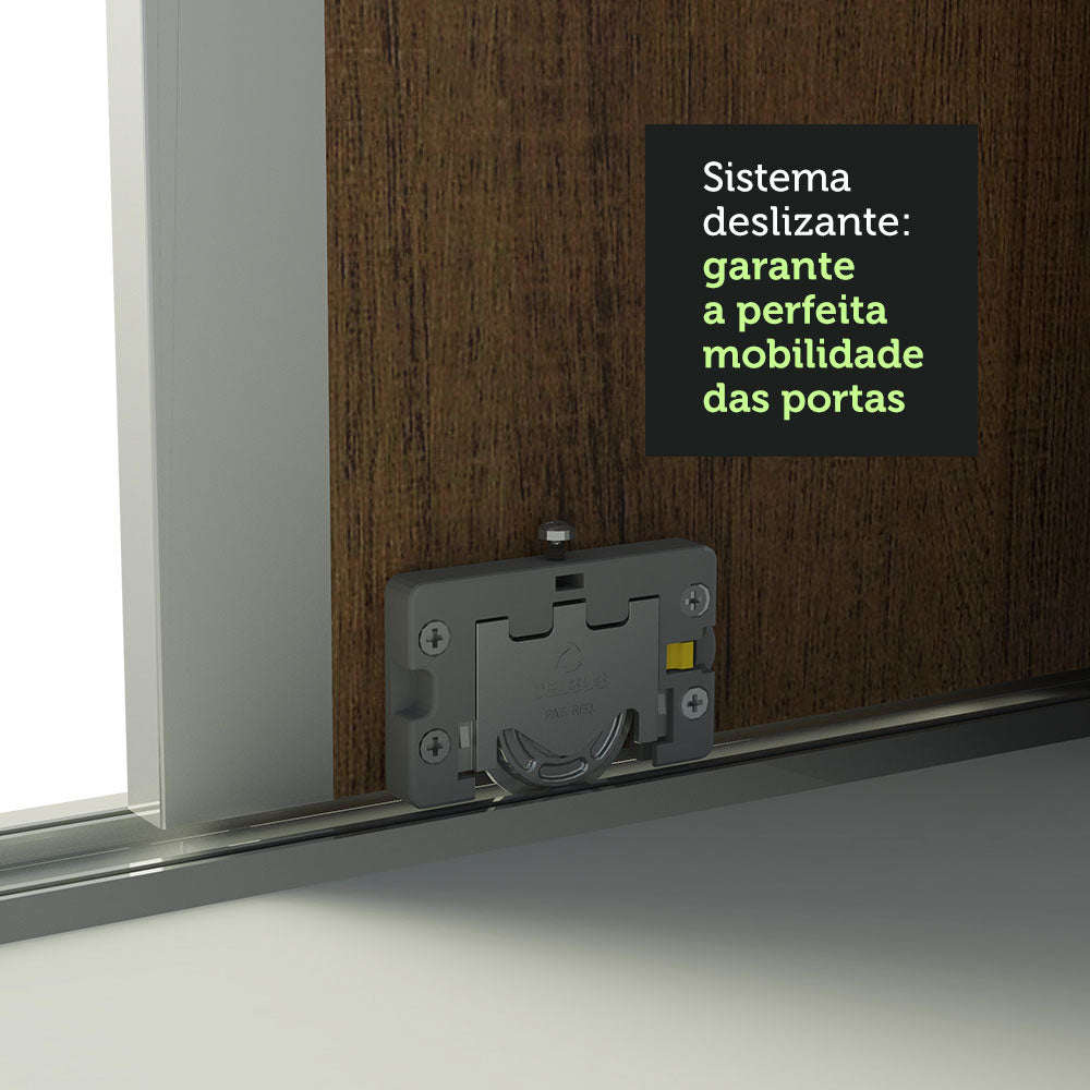 Clóset Matrimonial 100% MDF Royale 3 Puertas Correderas con Espejo Blanco/Marrón