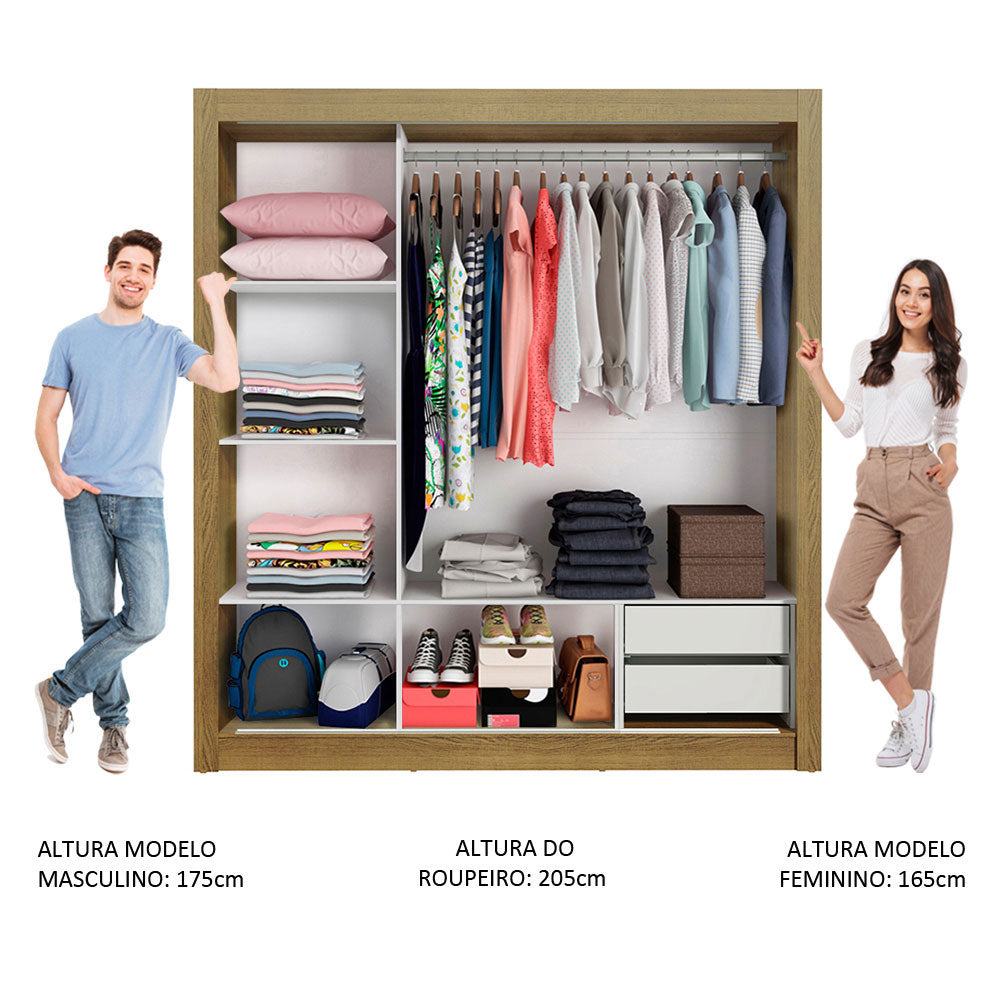 Clóset Matrimonial Lyon 3 Puertas Correderas con Espejos 2 Cajones Marrón