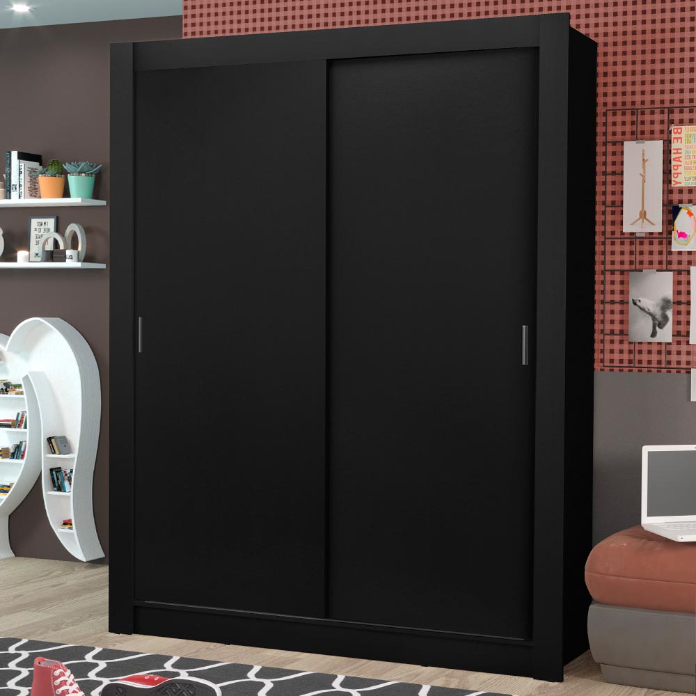 Clóset Soltero Dallas Plus 2 Puertas Correderas 4 Cajones Negro