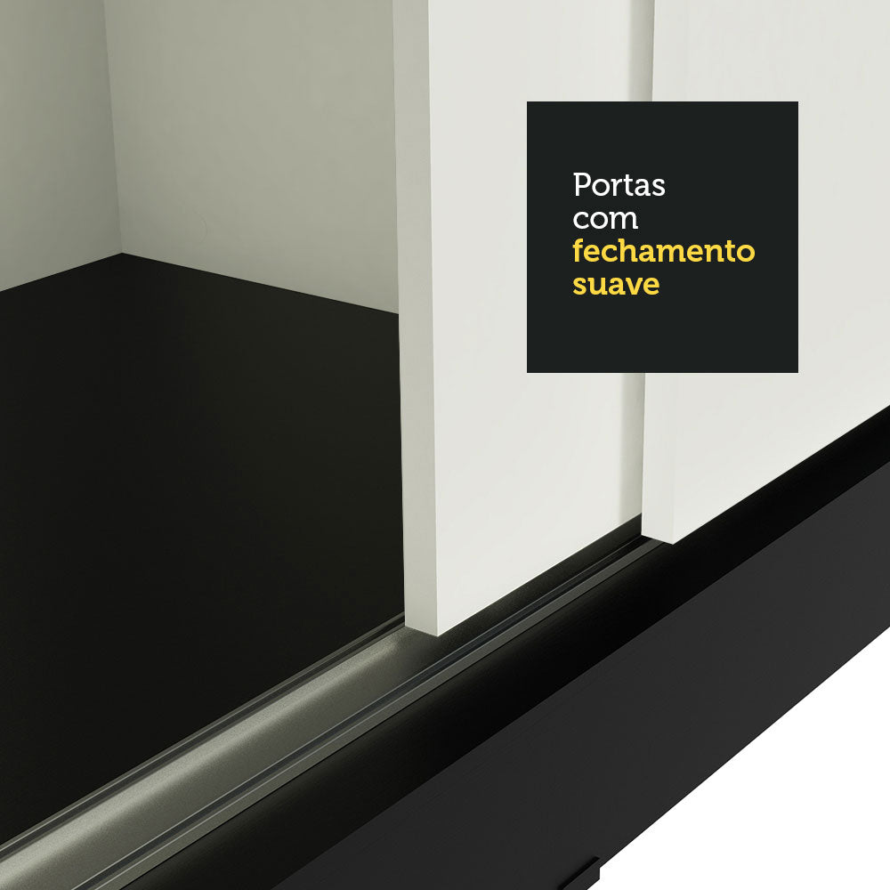 Clóset Matrimonial Reno 3 Puertas Correderas con Espejos Negro/Blanco