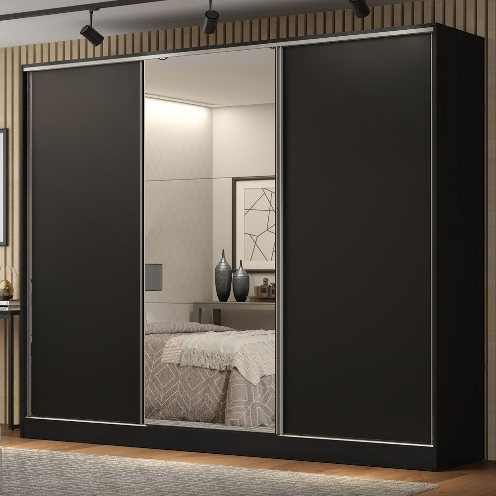 Clóset Matrimonial 100% MDF Royale 3 Puertas Corredizas con Espejo Negro