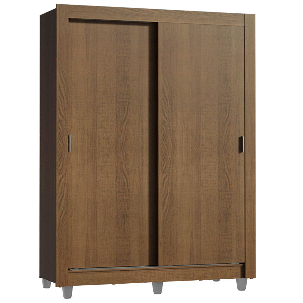 Clóset Soltero Dallas Plus 2 Puertas Corredizas 4 Cajones con Patas Marrón