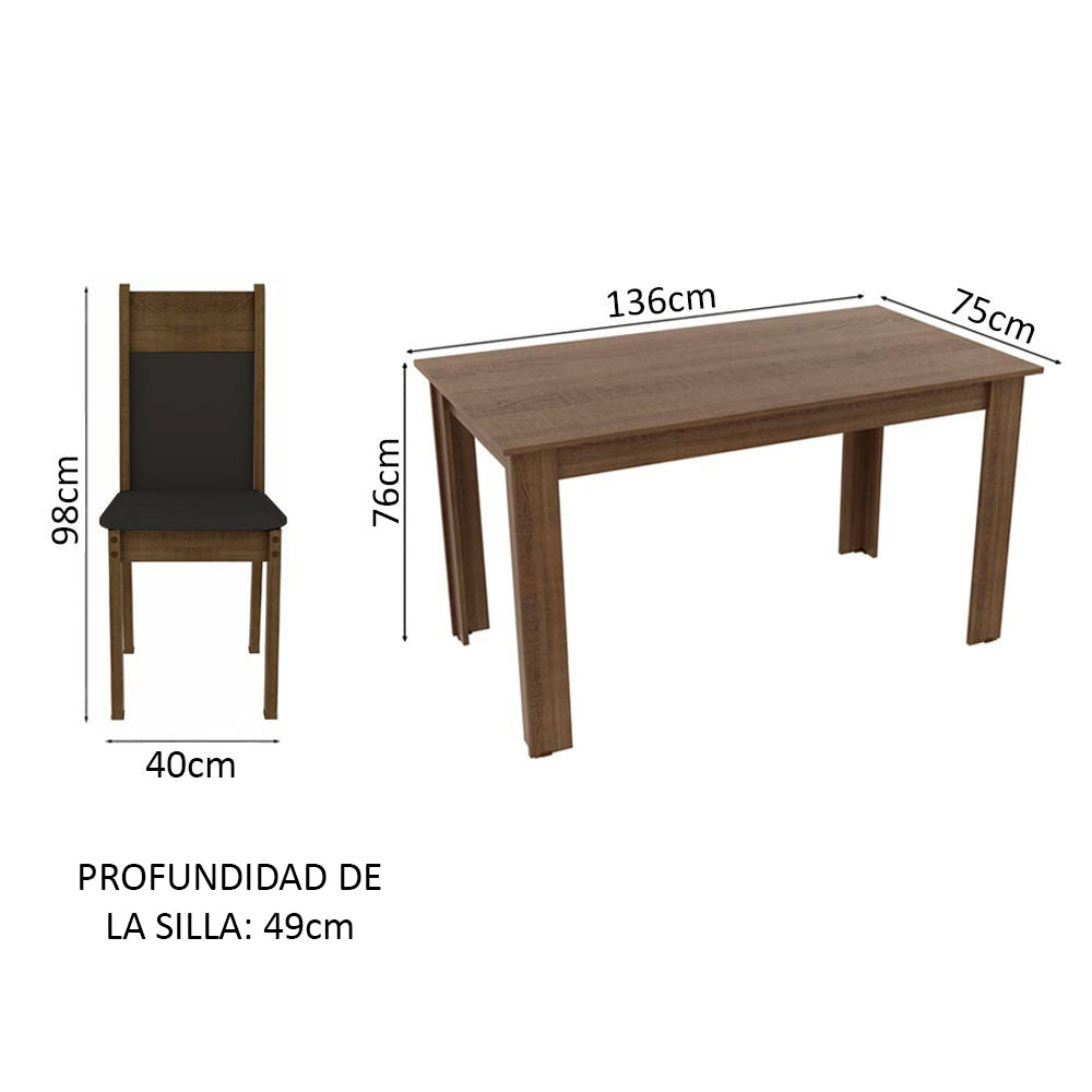 Juego de Comedor Havana Mesa Encimera de Madera 4 Sillas N/M