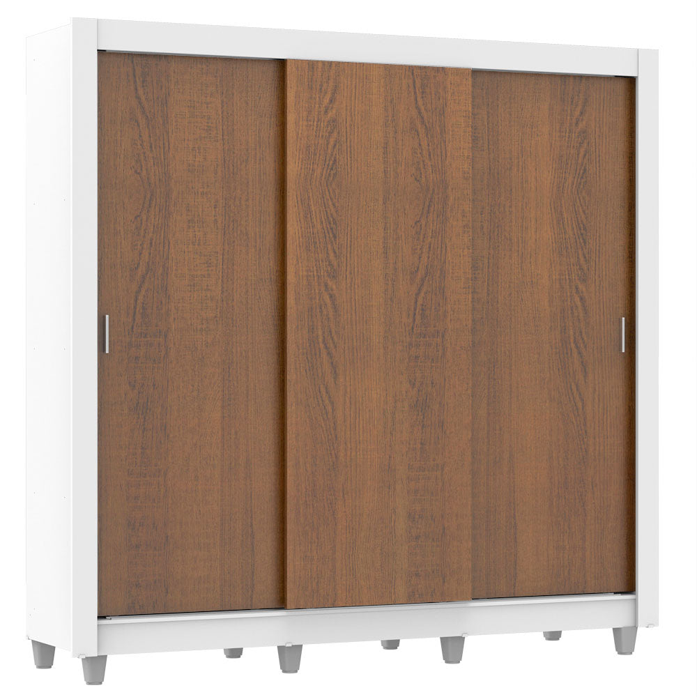 Clóset Matrimonial Lyon Plus 3 Puertas Correderas 4 Cajones con Patas Blanco/Marrón
