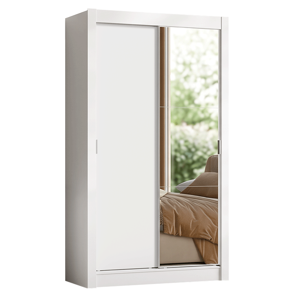 Conjunto de Recámara Individual con Clóset 2 Puertas con 1 Espejo y Cómoda Blanco Madesa