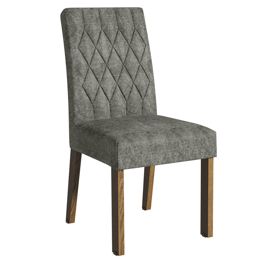 Juego de Comedor Mesa con Encimera de Madera 6 Sillas Marrón/Negro/Silver Allegro