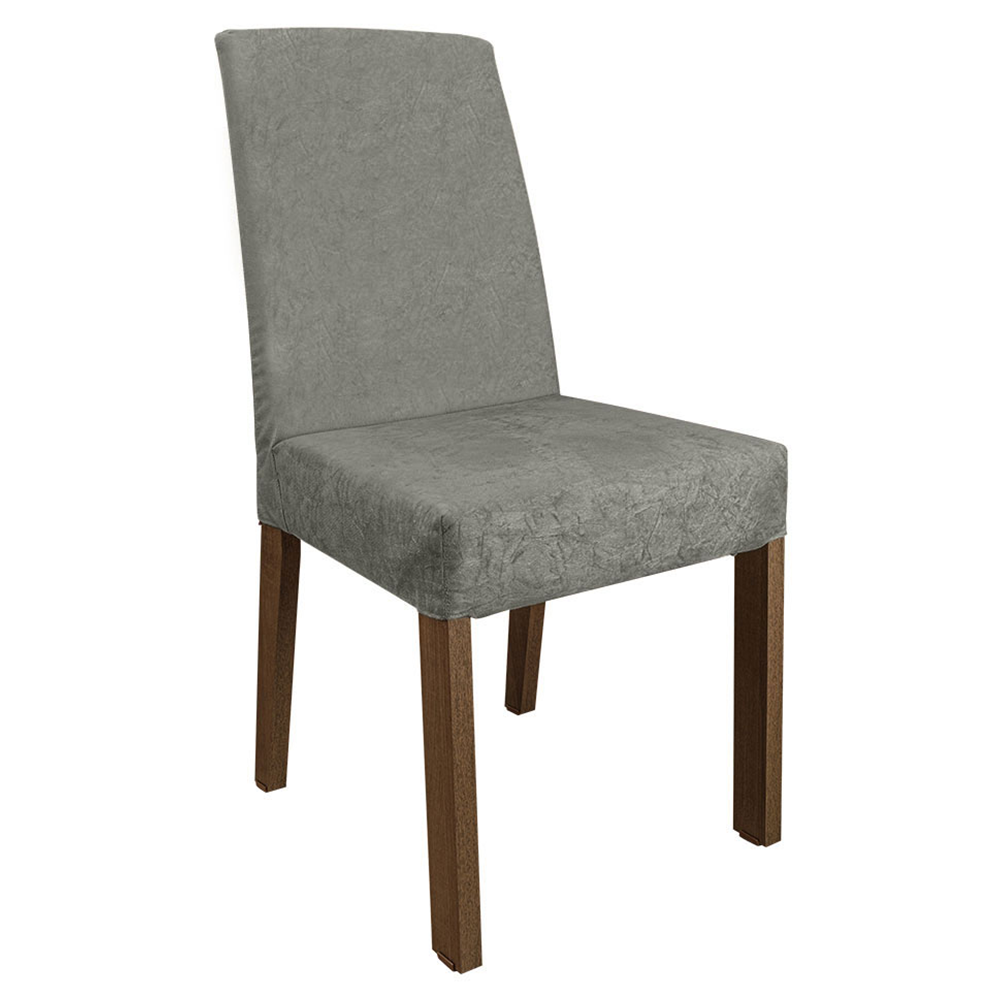 Juego de Comedor Mesa con Encimera de Madera y 6 Sillas Marrón/Silver Renata