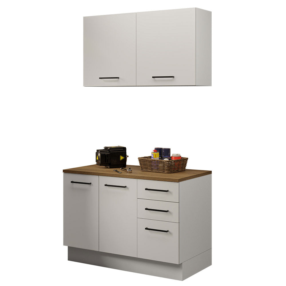 Mueble Integral Multiuso Garaje 120cm Blanco/Marrón