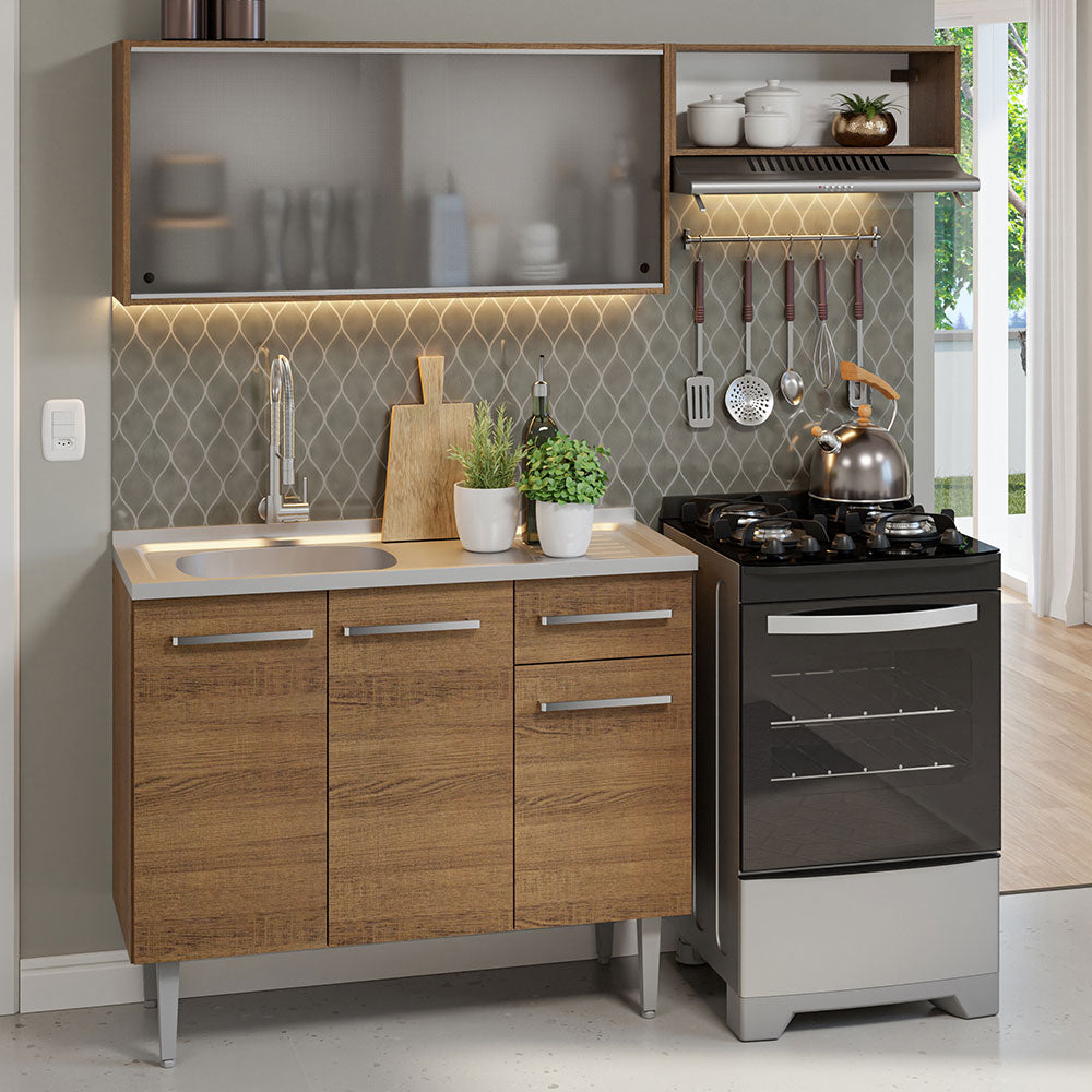 Cocina Integral 165cm Marrón Emilly Madesa 05 – Madesa Muebles Mexico