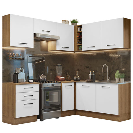 Cocina Integral Esquinera 399cm Marrón/Blanco Agata Madesa 02