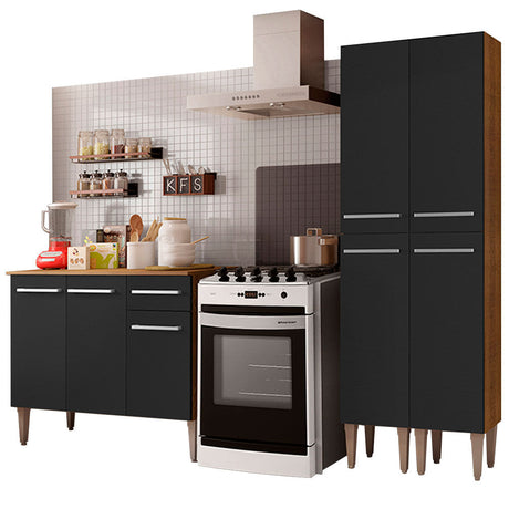 Cocina Compacta 169cm Marrón/Negro Emilly Front Madesa 02