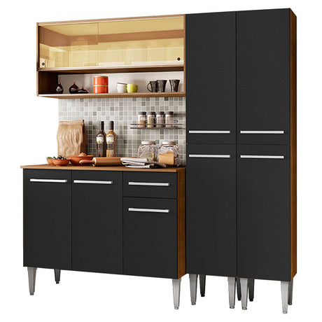 Cocina Compacta 169cm Marrón/Negro Emilly Winter Madesa 08