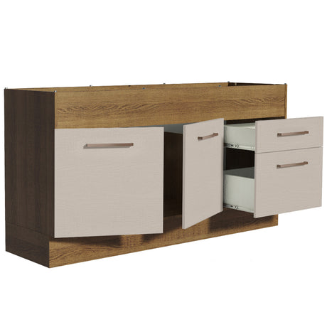Mueble de Cocina Para Fregadero 150 cm 2 Puertas y 2 Cajones (Sin Tablero Ni Fregadero) Marrón/Crema Agata Madesa