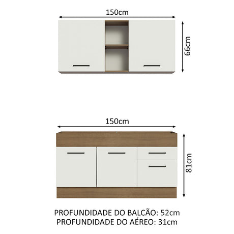 Cocina Compacta 150cm Marrón/Blanco Agata Madesa 02