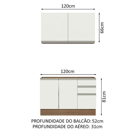 Cocina Compacta 120cm Marrón/Blanco Glamy Madesa 03