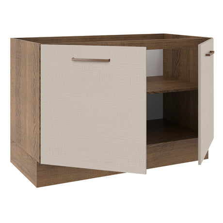 Mueble de Cocina para Fregadero 2 Puertas Marrón/Crema Agata Madesa