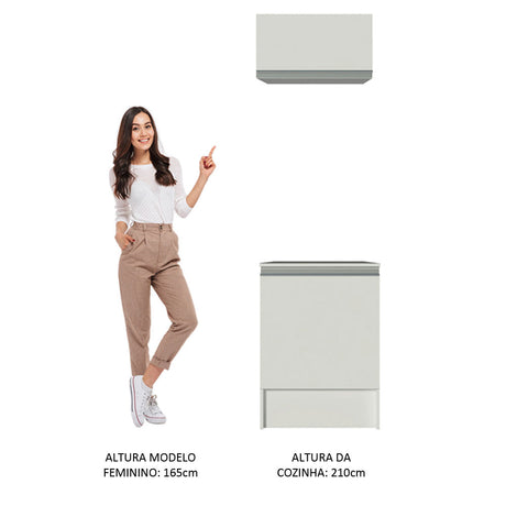 Kit de Cocina 60cm 2 Puertas con Armario Alto y Mostrador Blanco Madesa Topazio