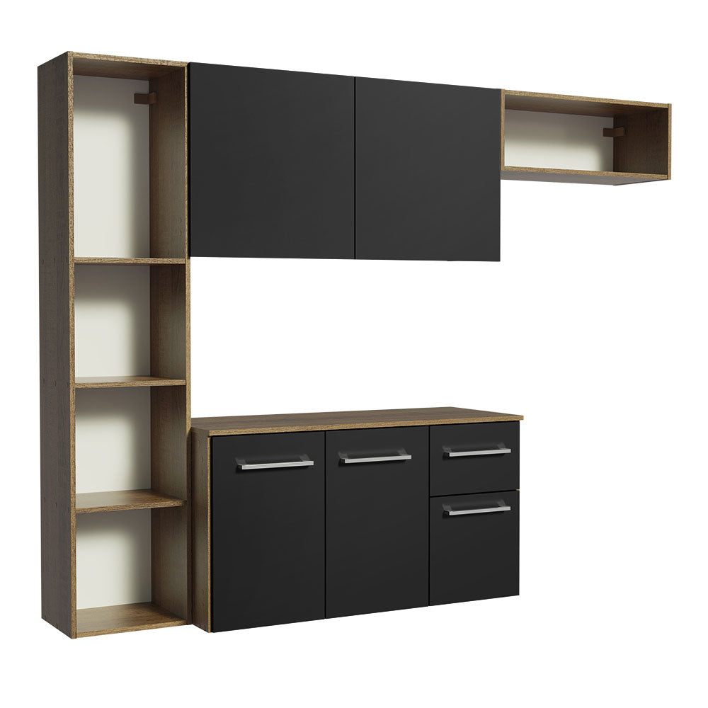 Cocina Compacta 180cm Marron/Negro Easy Madesa