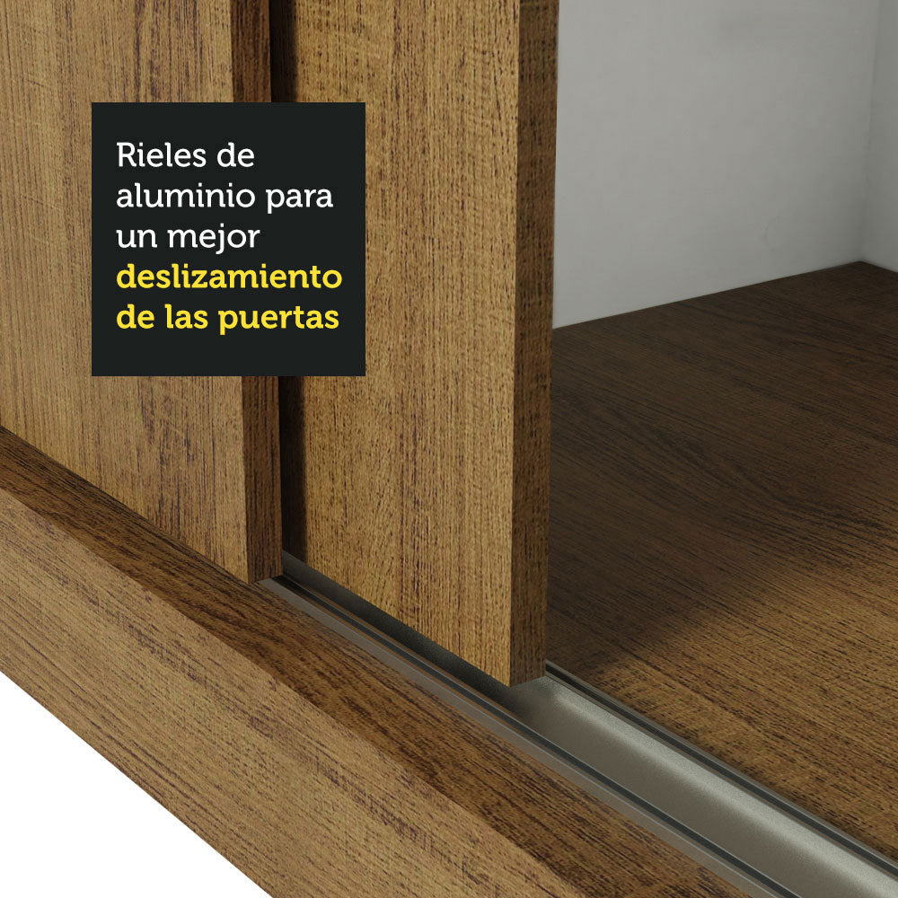 Ropero Doble Madesa Monaco 3 Puertas Corredizas con Espejo - Marron