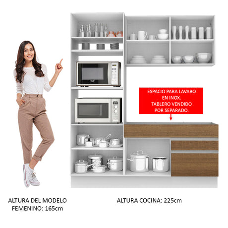 Cocina Integral 190cm Blanco/Marrón Glamy Madesa 04