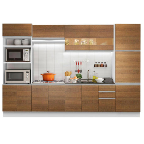 Cocina Integral 330cm Blanco/Marrón Glamy Madesa 01