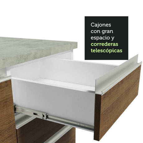 Cocina Integral Esquinera 419cm Blanco/Marrón Glamy Madesa 01