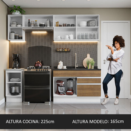 Cocina Integral 240cm Blanco/Marrón Glamy Madesa 07