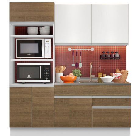 Cocina Integral 190cm Blanco/Marrón/Blanco Glamy Madesa 04