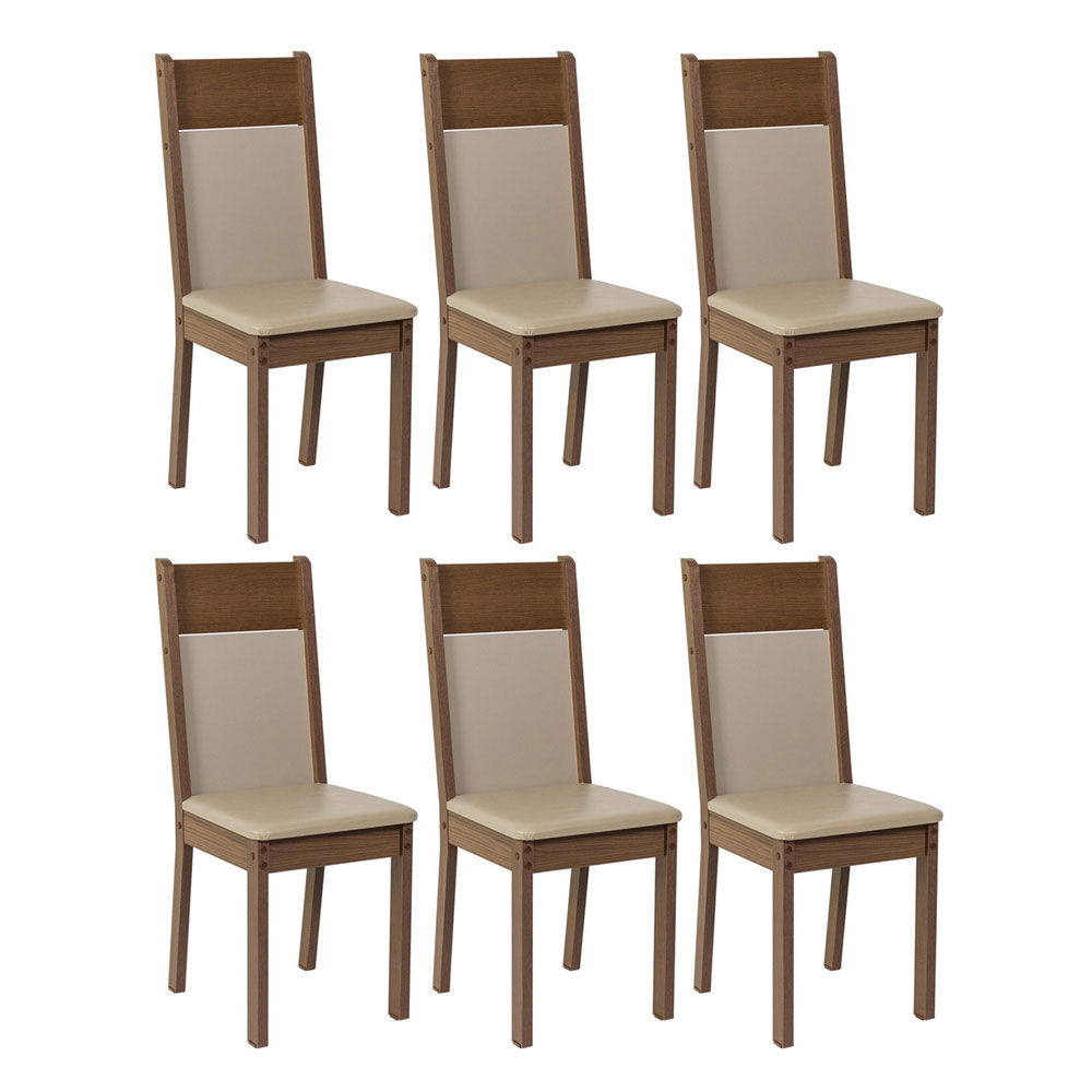 Juego de 6 Sillas 4280 Madesa Marrón/Crema/Sintético Beige