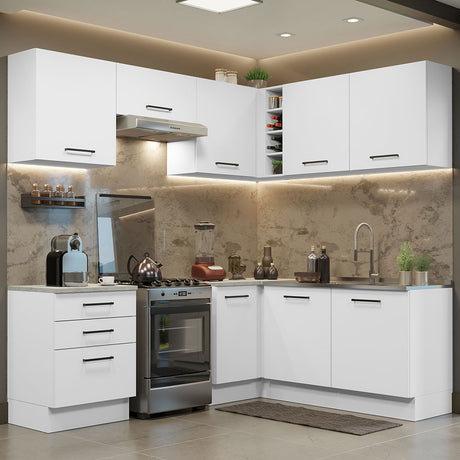 Cocina Integral Esquinera 399cm Blanco Agata Madesa 02
