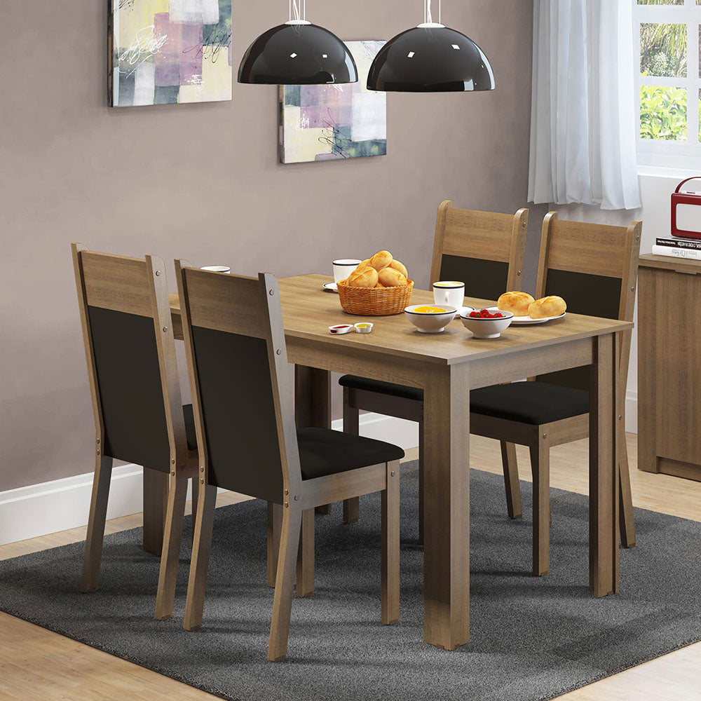 Juego de Comedor Madesa Havana Mesa Tablero Madera 4 Sillas N/M