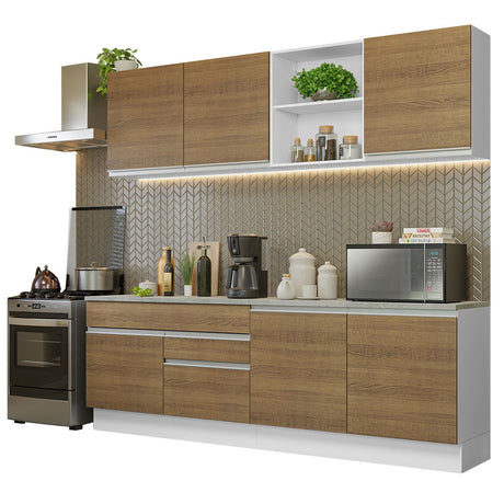 Cocina Integral 240cm Blanco/Marrón Glamy Madesa 06